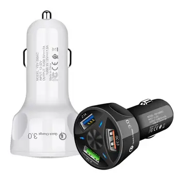 

ABS 2Color QC3.0 3 USB Car Charger Quick Fast Charge For IPhone Xiaomi Huawei Auto Type C PD Fast Car Mobile Phone Charger TXTB1