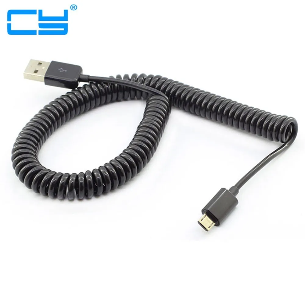 

2.5m Spring Coiled USB 2.0 Male to Micro USB 5 Pin Data Sync Charger Stretch Cable for Samsung HTC LG Phones