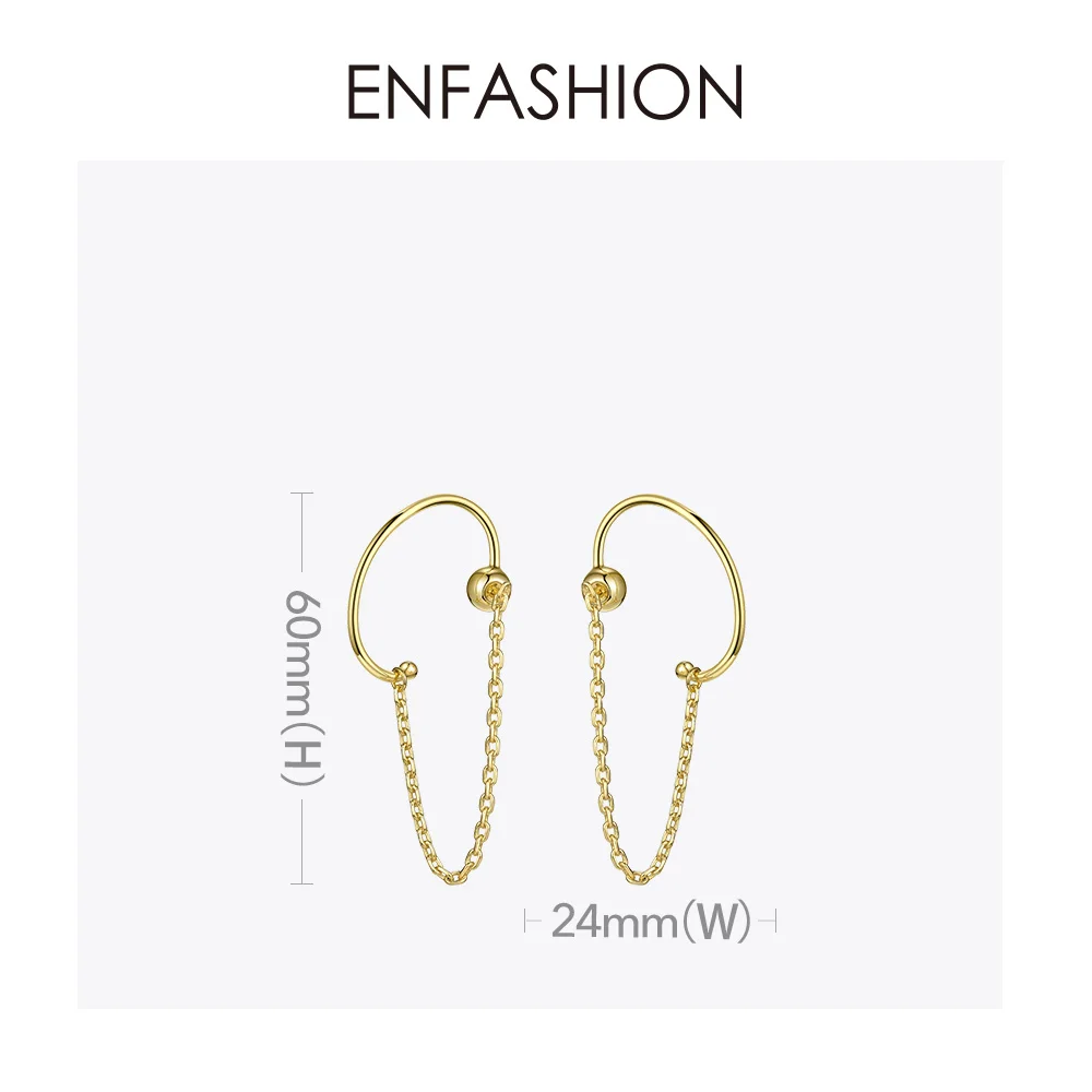 ENFASHION панк с-образная цепочка, серьги-гвоздики для женщин, золотой цвет, минималистичные серьги-манжеты для ушей, модные ювелирные изделия E191091