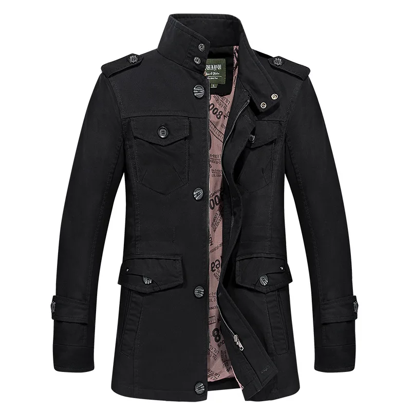 6XL, большой размер, новая мода, толстая, тонкая, стирается, хлопок, длинная куртка, пальто, мужская повседневная куртка, стоячий воротник, осенняя мужская верхняя одежда