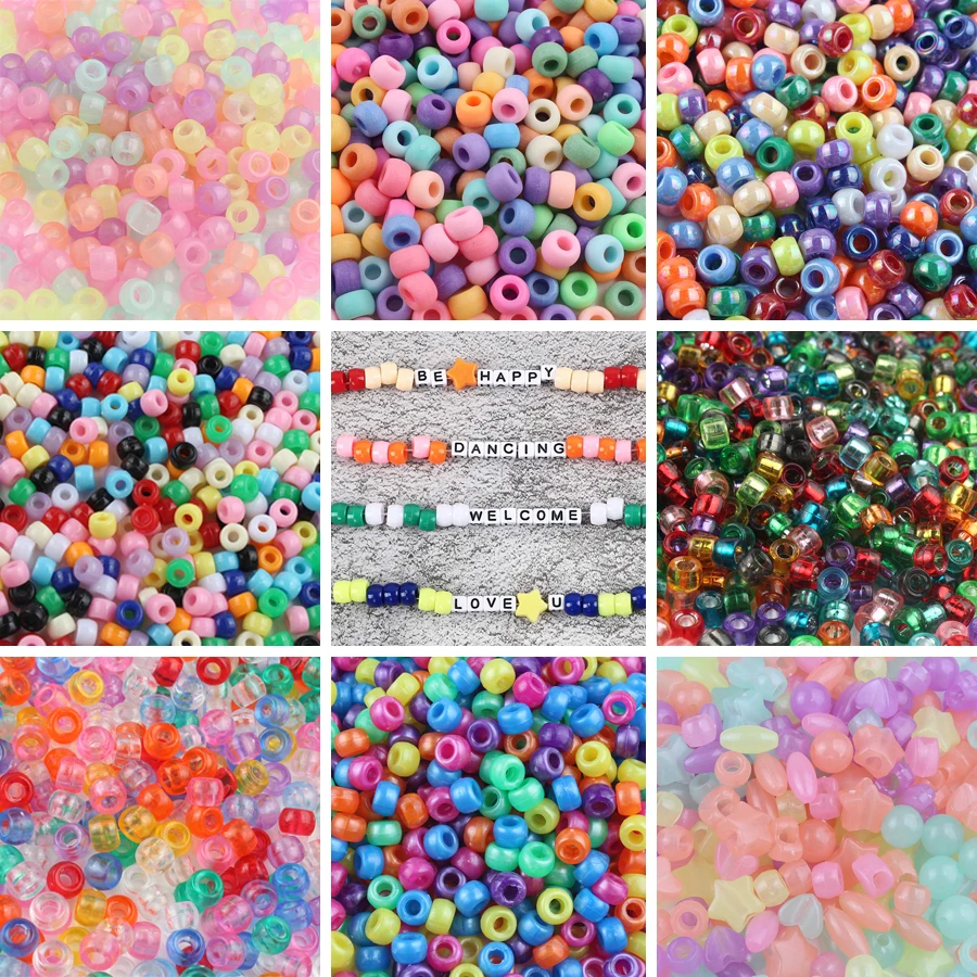 Pony Beads Mixed Colors Glitter Transparent Big Hole Hair Beads For Braids  Styling Hair Accessories Supplies - Braiders - AliExpress
