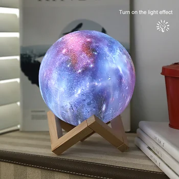 

16 Colors 3D Print Night Light Moon Lamp Rechargeable Tap Control Lamp Lights Change Remote LED Moon Light Gift 2019 Xmas Decor