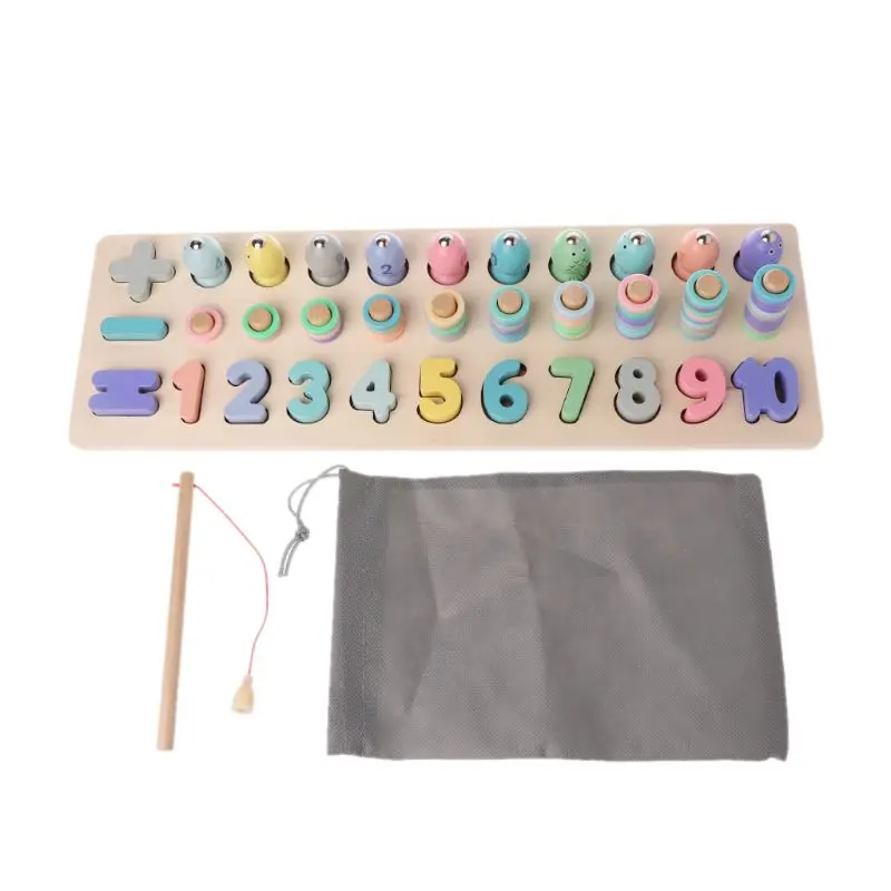  Montessori Preschool Wooden Toys Digital Matching Fishing Board Toy Baby Early Education Teaching M - 4000048962818