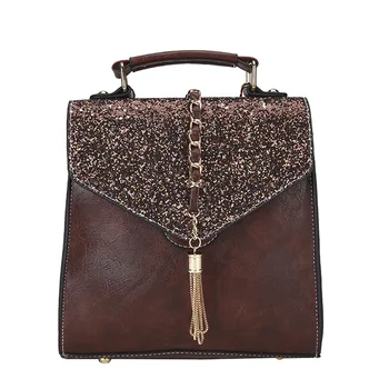 

Hot Small Bag Female Korean Version of Multi-functional Square Sequin Small Backpack Famous Designer Street Trend Shoulder Bag