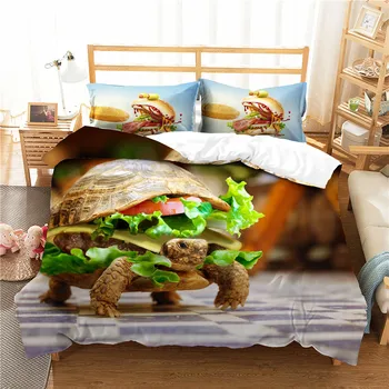 

2/3Pcs Cartoon Turtle Bedding Kids Bed Cover with Pillowcase Rooms Decor Duvet Cover Set Full Queen King Size Bedspread