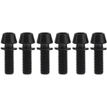 

6Pcs Titanium M5X20mm with Washer Hex Tapered Bolts Screw for Bicycle Stem Bicycle Bike Disc Brake Cycle Rotor Screws