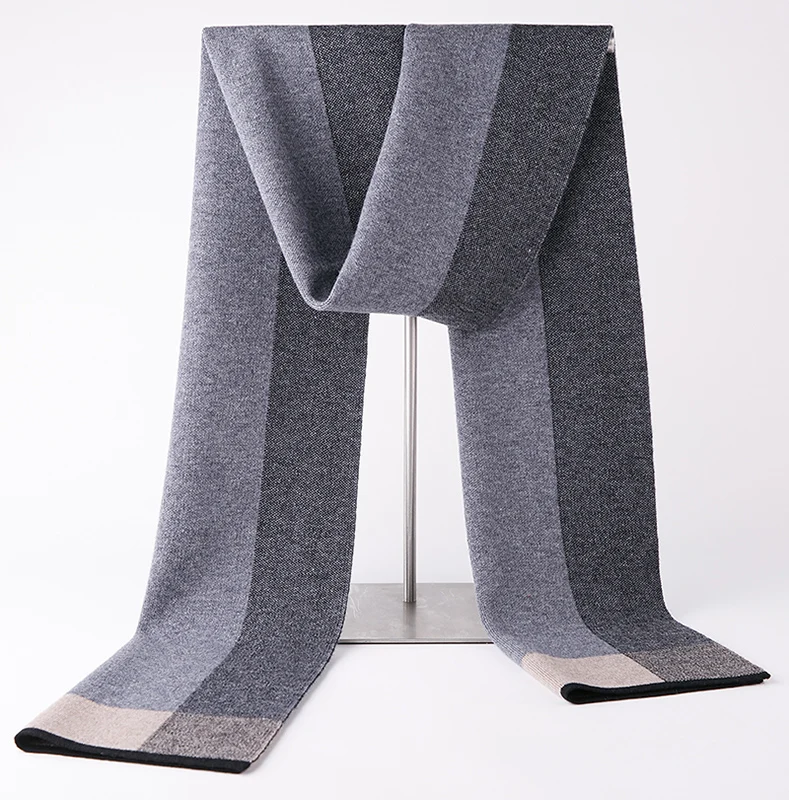 Pure Merino Wool Scarf Men's Winter Korean Version Of Wild High-End Plaid Student Simple Birthday Gift Box 9245 |