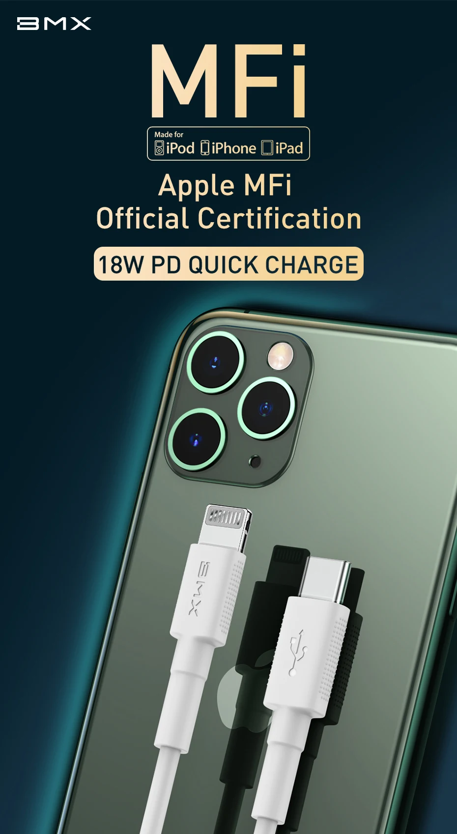 MFI сертифицированный usb c к lightning зарядный кабель для iPhone xs max xr 8 7 6s plus 11 apple ipad быстрое зарядное устройство PD кабель 2 м