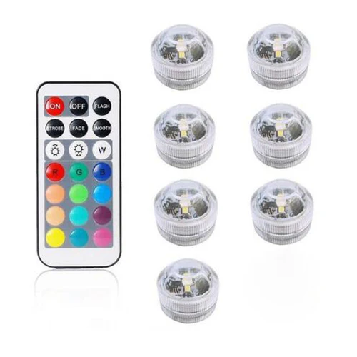 1remote 7Light IP68 водонепроницаемые подводные лампы на батарейках, разноцветные ночники, пульт дистанционного управления для аквариума, бассейна - Испускаемый цвет: 1remote 7Light