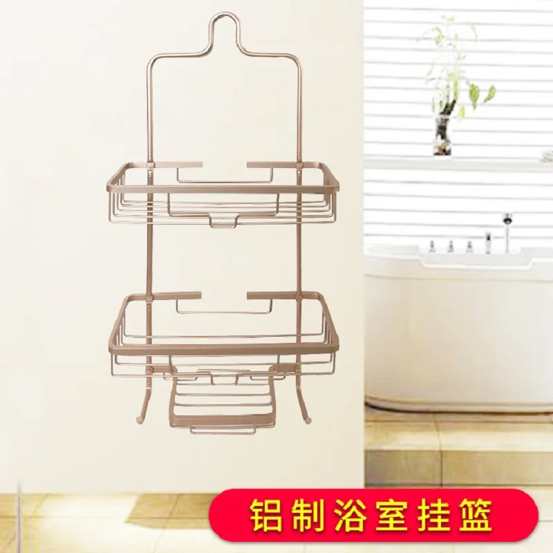 

Bathroom Shelves Double Kitchen Toilet Wall Mounted Type Corner Storage Brass Aluminum Dual Tier Metal Material
