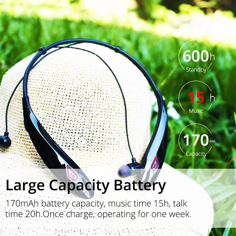 EARDECO Large Battery Bluetooth Headphone Handsfree Sport Wireless Headphones Neckband Earphones Bass Headset with Mic Stereo 2
