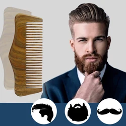 Customized Logo 100% Natural Green Sandalwood Beard Comb For Men Pocket Mustache Combs