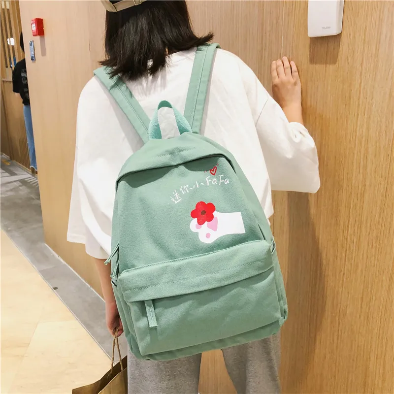 

Korean-style Cool Printed Backpack Women's University Style Schoolbag Shoulder Canvas Trend Backpack