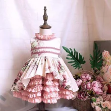 Вечерние платья в стиле Лолиты с цветочным принтом для девочек; роскошное детское платье принцессы с бантом; сезон осень; Розничная ; одежда для малышей