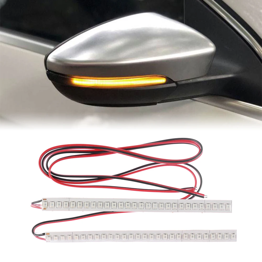 

1 Pair Waterproof Car Rearview Mirror Indicator Lamp Streamer Strip Flowing Turn Signal Light Amber LED Source Streame Strip