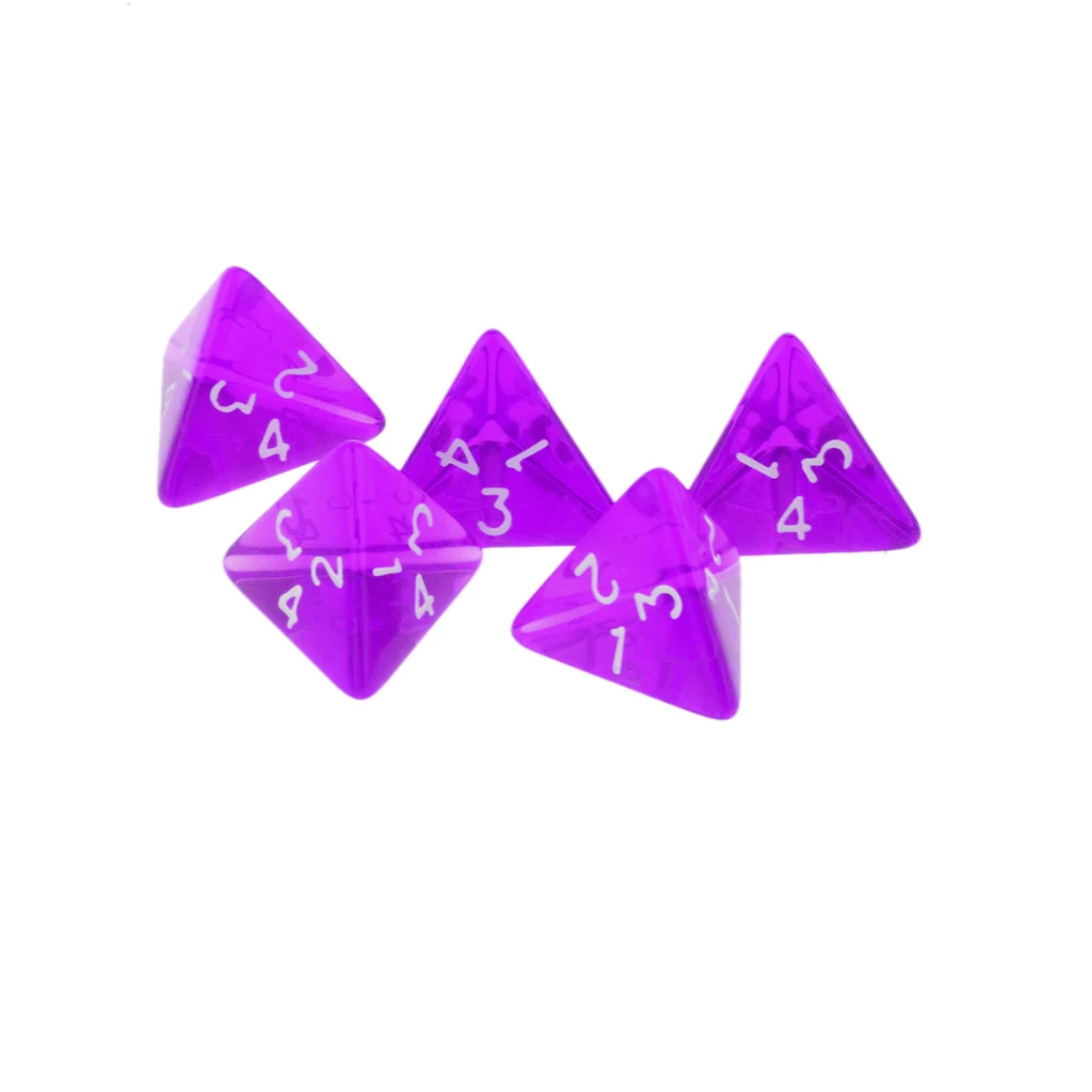 5pcs 4 Sided D4 Dice for Playing TRPG Dungeons and Dragons D&D RPG Board Game Favours and Math Teaching Lovers