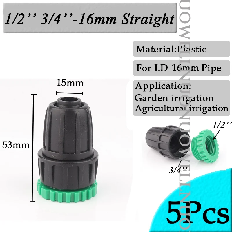 5pcs 16mm Garden Irrigation Tube Connector POM Watering Hose Nut Elbow Tee Connectors Agricultural irrigation PE Pipe Joints