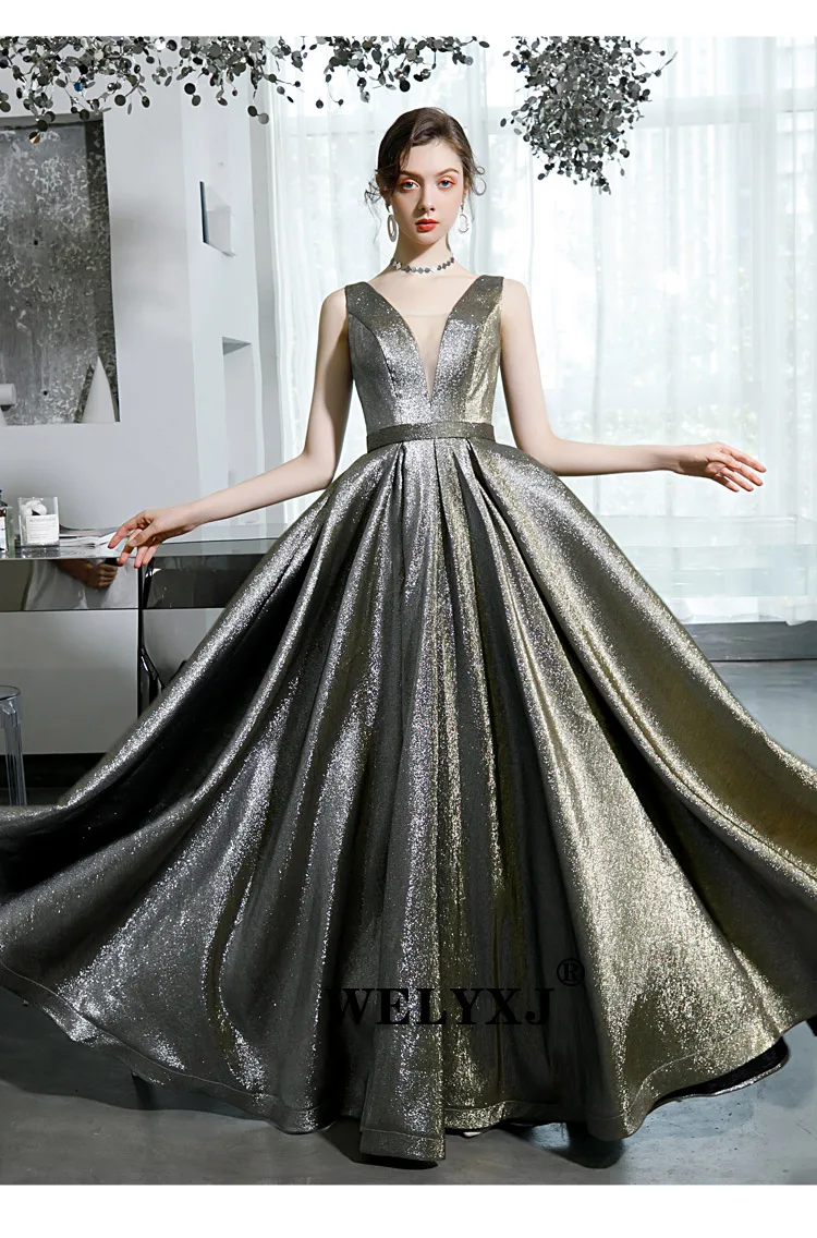 Вечернее платье es длинное красивое сексуальное вечернее платье с глубоким v-образным вырезом длинное платье с v-образным вырезом без рукавов с блестками блестящая новая форма