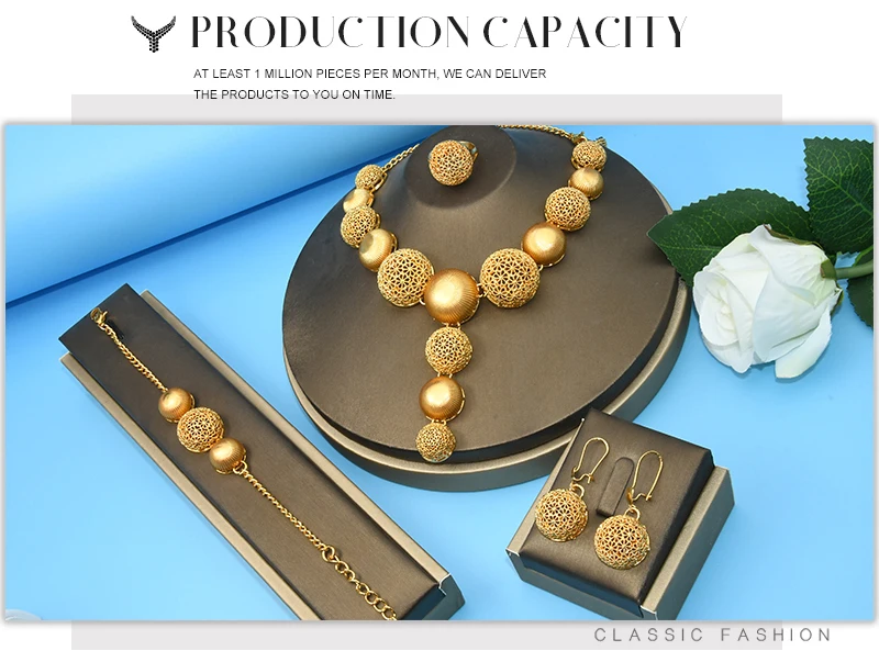 Nigerian Wedding Jewelry Set Bridal Necklace Earrings Bracelet Ring Sets Dubai Italian Gold Plated Big African 24k Jewellery Nigerian Wedding Jewelry Set Bridal Necklace Earrings Bracelet Ring Sets Dubai Italian Gold Plated Big African 24k Jewellery