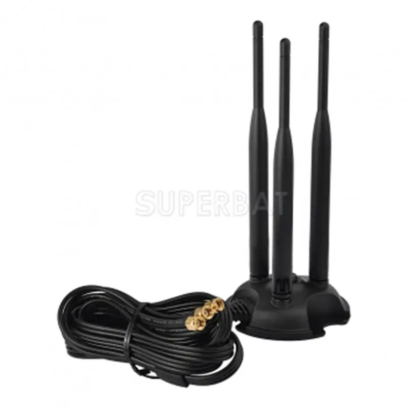 Superbat RP-SMA WiFi двойная антенна 2,4 ГГц 5,8 ГГц Магнитная база для беспроводного маршрутизатора шлюз PCI Express сетевые карты адаптер