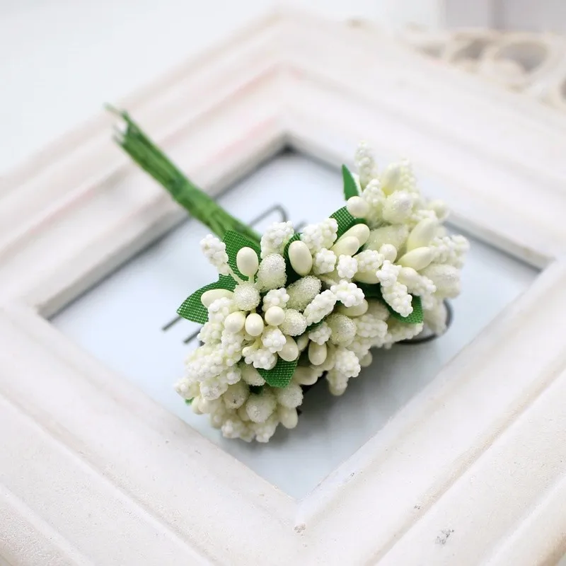 12 шт./лот, маленький букет ручной работы, искусственные цветы, подарок, свадебное украшение, сделай сам, венок, искусственный цветок, венок, год - Цвет: 11-creamy white