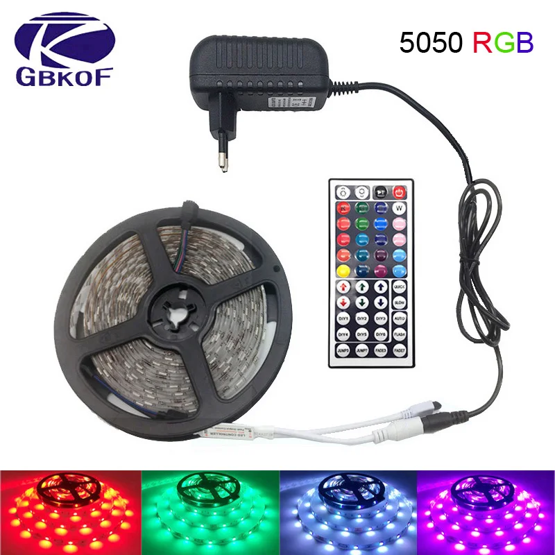 cheap 5M 10M 15M 5050 Led Strip DC12V RGB Flexible Tape Led Ribbon Led Strip Light With IR Remote For Home kitchen Christmas Party Dec