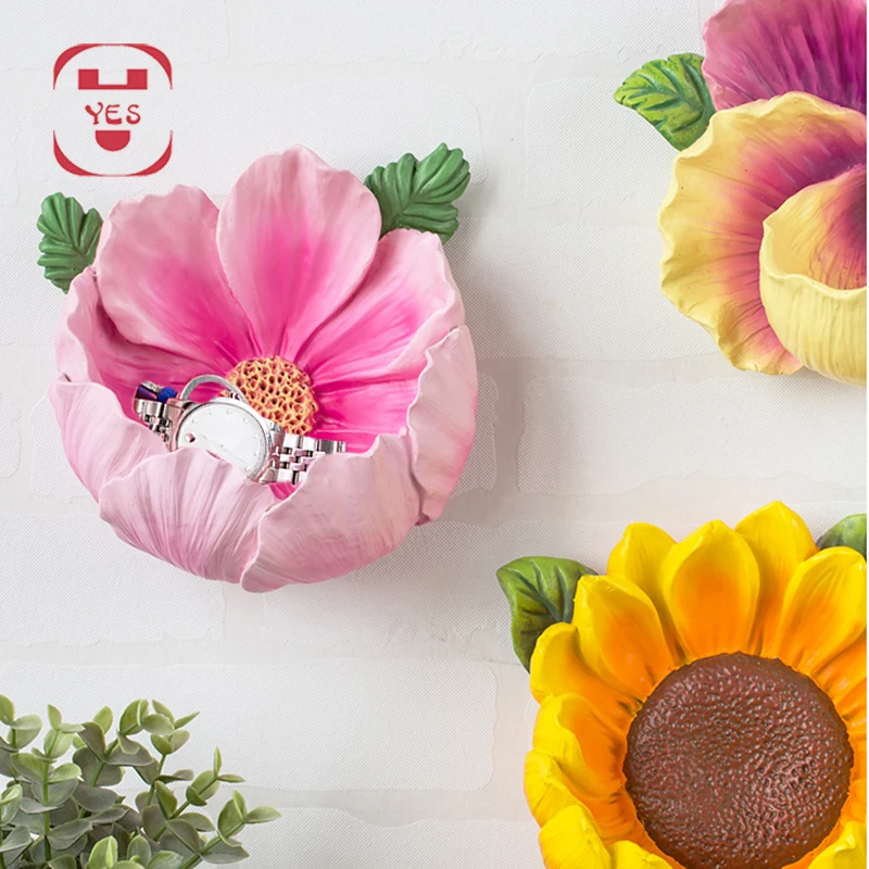 

Vestibule Wall Decorations Home Accessories Living Room Storage Basket Resin Rose Flower Sunflower Simulation Stereoscopic Flowe