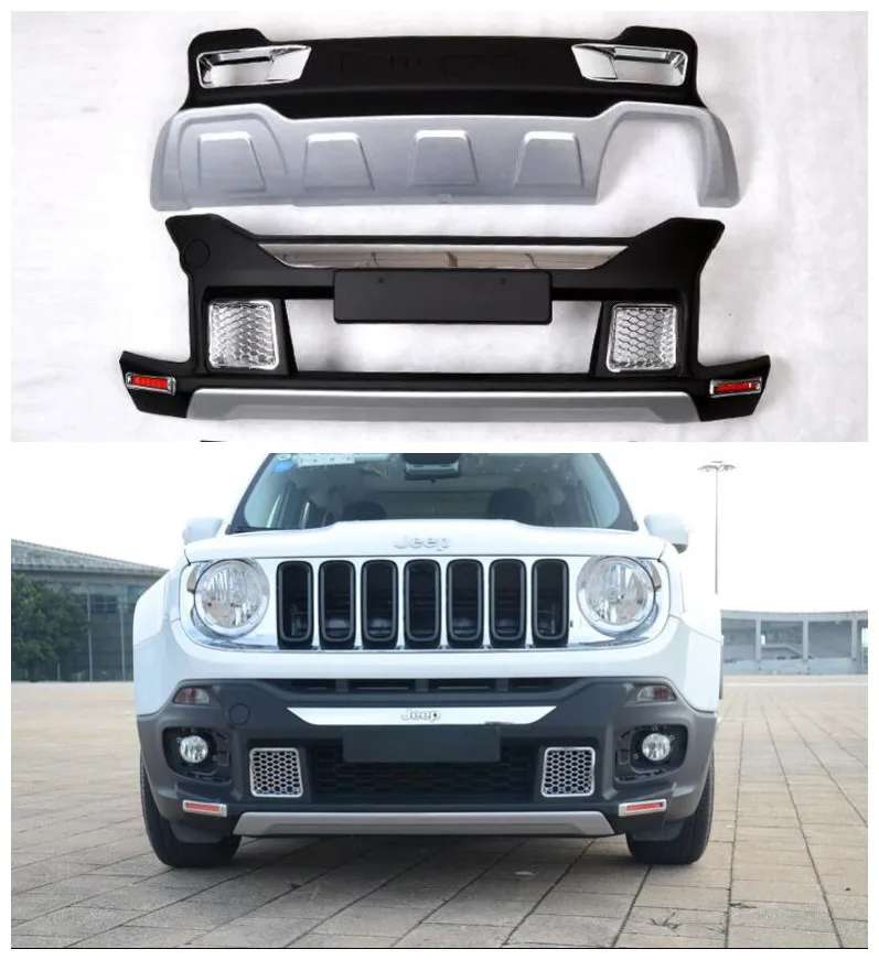 

ABS Car Front+ Rear Bumper Protector Cover Guard Skid Plate Fits For Jeep Renegade 2015 2016 2017 2018 2019