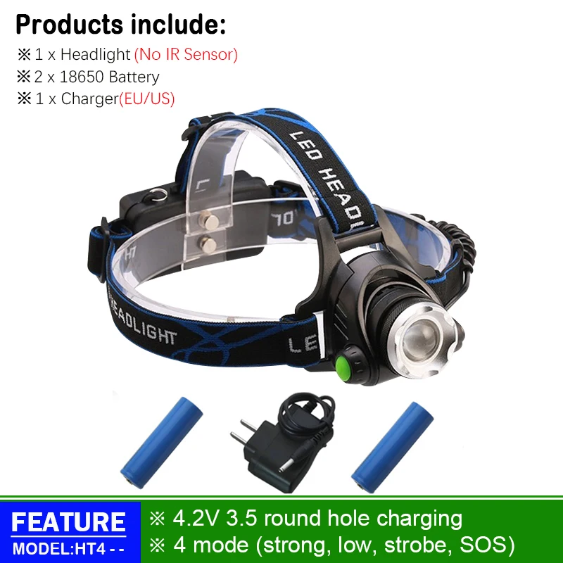 B IR Sensor led Headlamp CREE XML L2 Induction Head light Micro USB Rechargeable headlight Lantern Flashlight Head Torch18650 - Испускаемый цвет: B