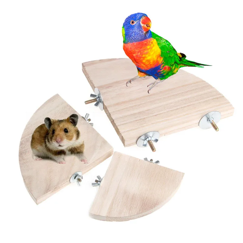 

1PC Pet Parrot Wood Platform Stand Rack Toy Hamster Branch Perches For Bird Cage New