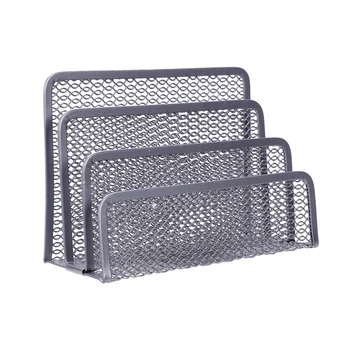

Metal Office Mesh Bin & Desk Organiser Set Stationery Tidy Letter Holder, Letter Sorter Silver