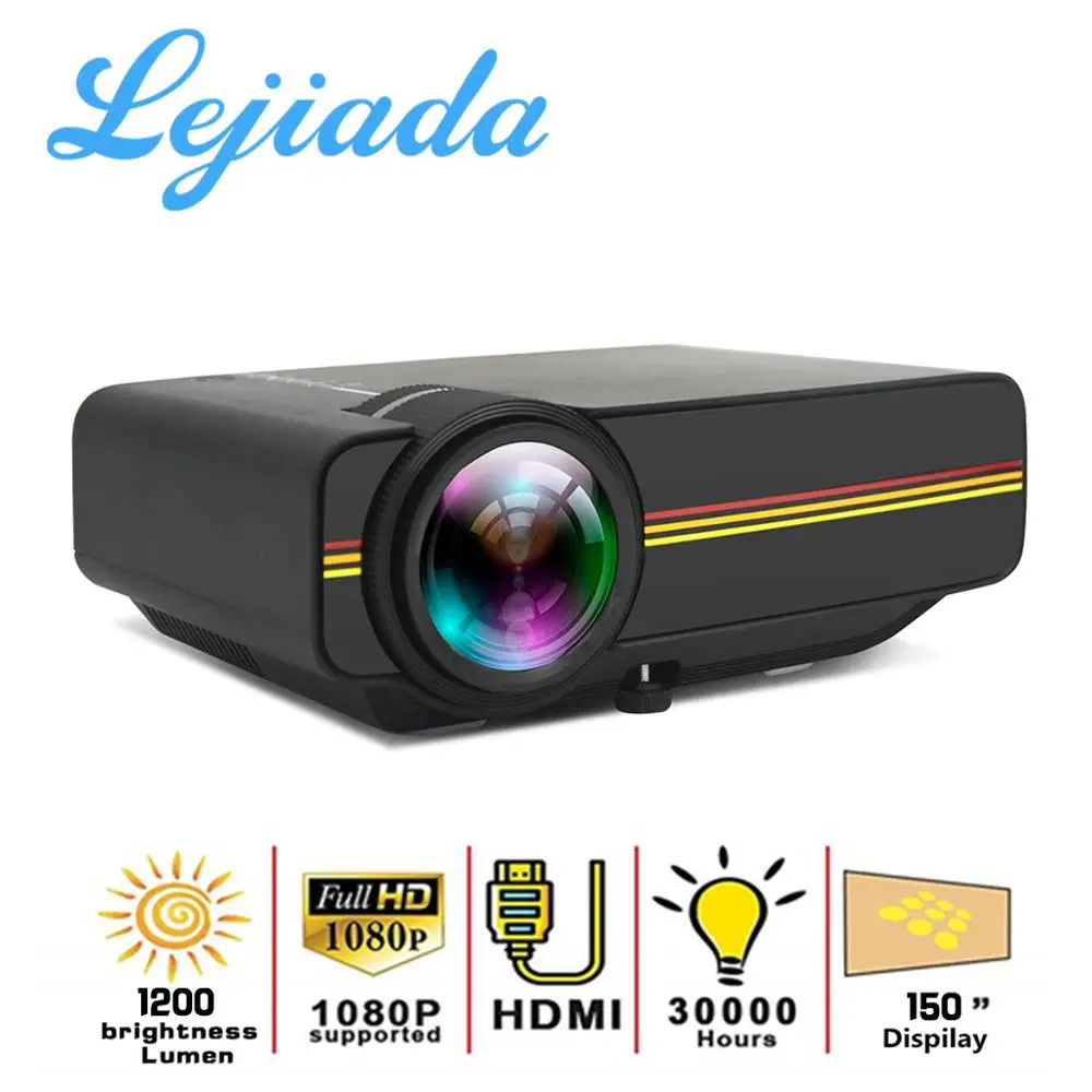 

LEJIADA YG400 For Home Theater System Movie Video Portable Projector YG410 LED projector With HDMI USB Home HD 1080P Projector