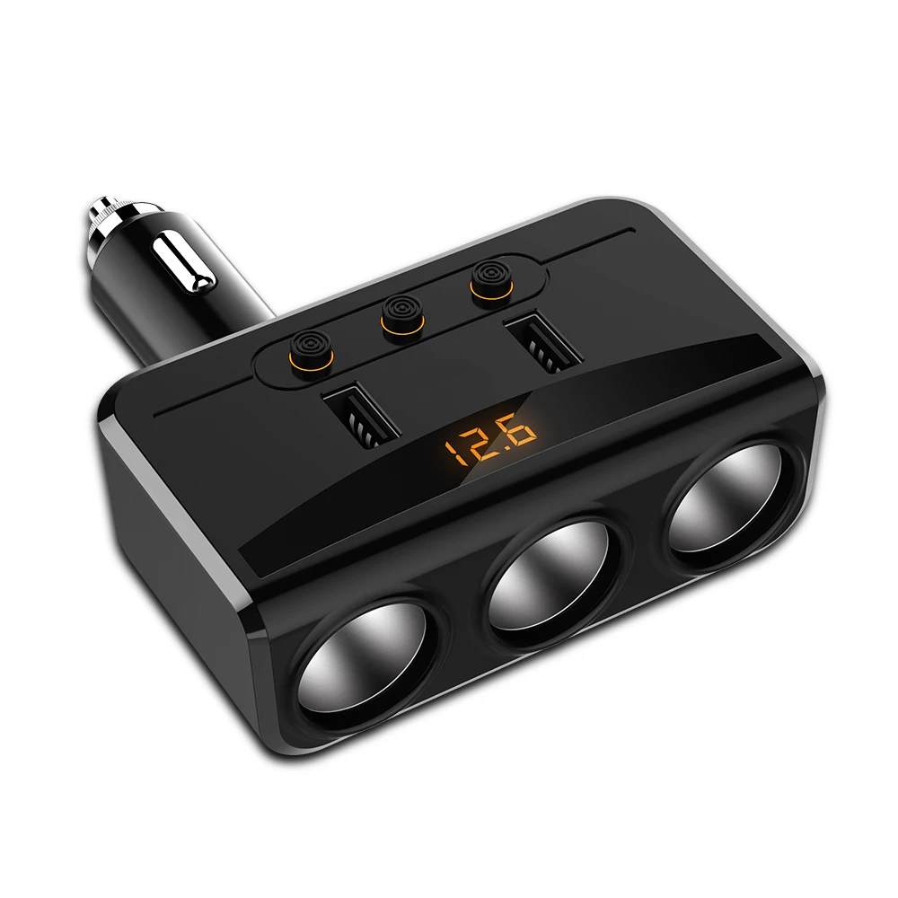 2USB Port Car Charger 3.1A USB Voltmeter With 3 Way Cigarette Lighter Socket Splitter 100W Power Adapter | Автомобили и мотоциклы