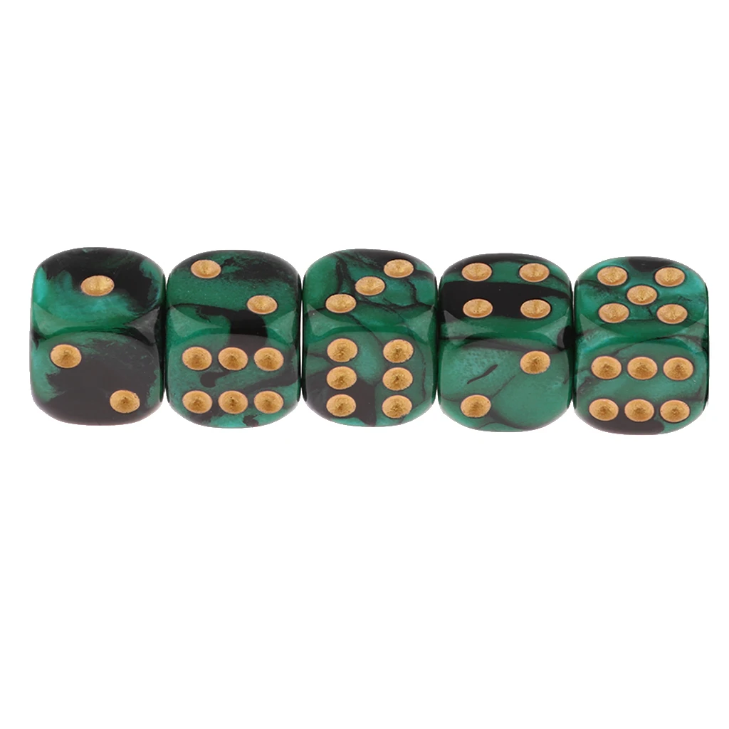 5x6-sided Game Dice 16mm Dice for Board Games and Teaching Math Board Game Dices Party Dices Set 6 Sided 
