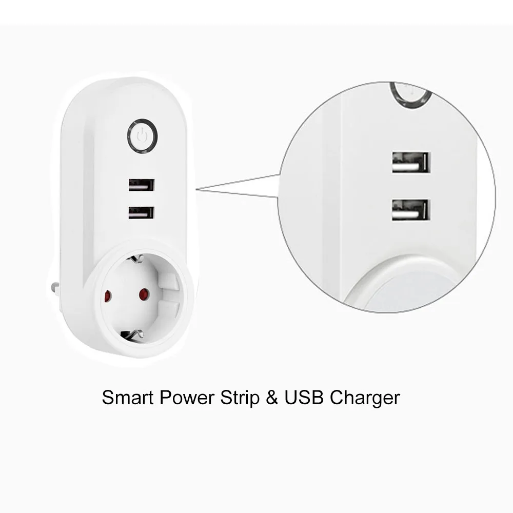 ZigBee Smart Socket Plug with 2 USB Interface Remote Voice Control Work APP Remote Control Home Timer for Android iOS