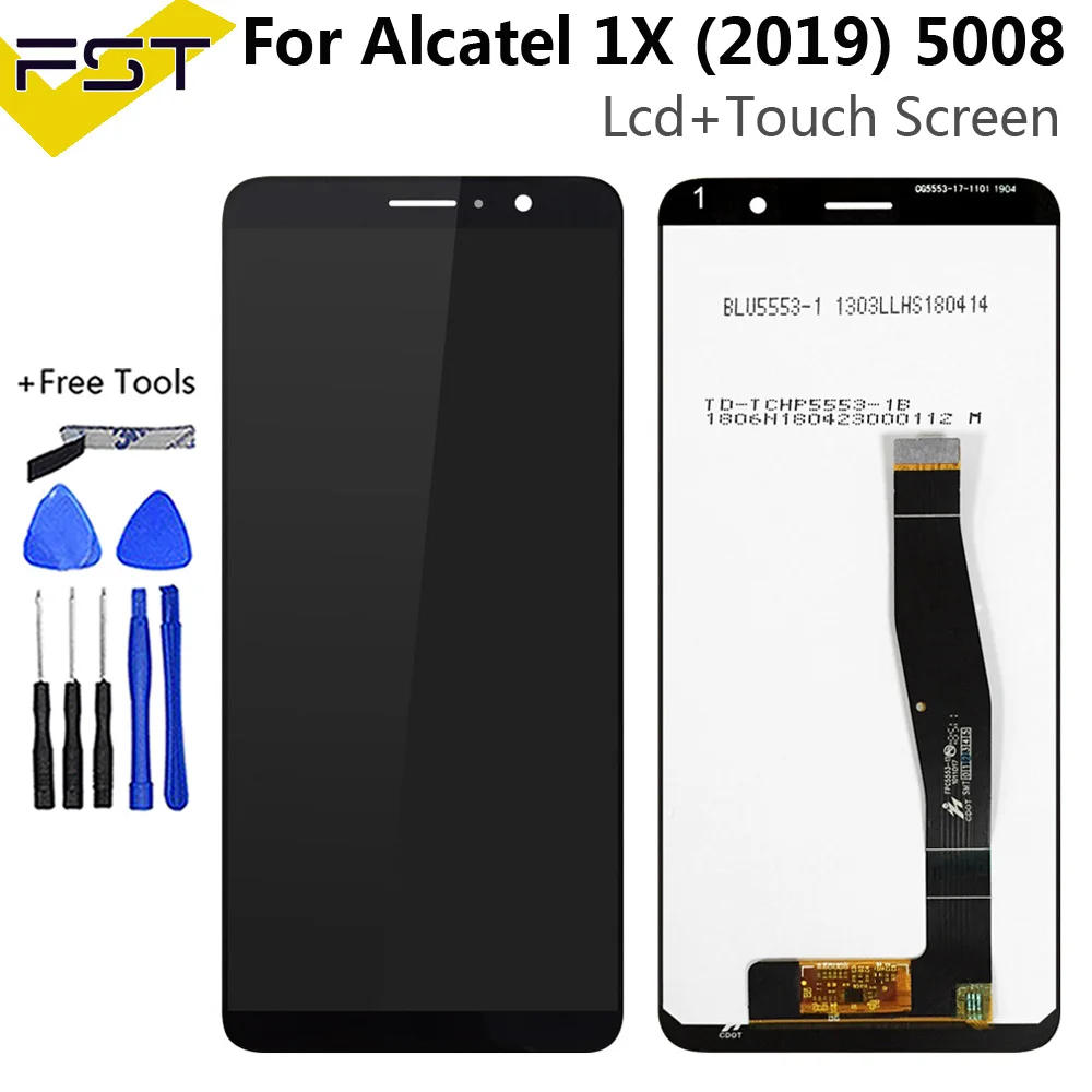 5 'черный для Alcatel 1X 2019 5008 OT5008 ЖК-дисплей с кодирующий преобразователь