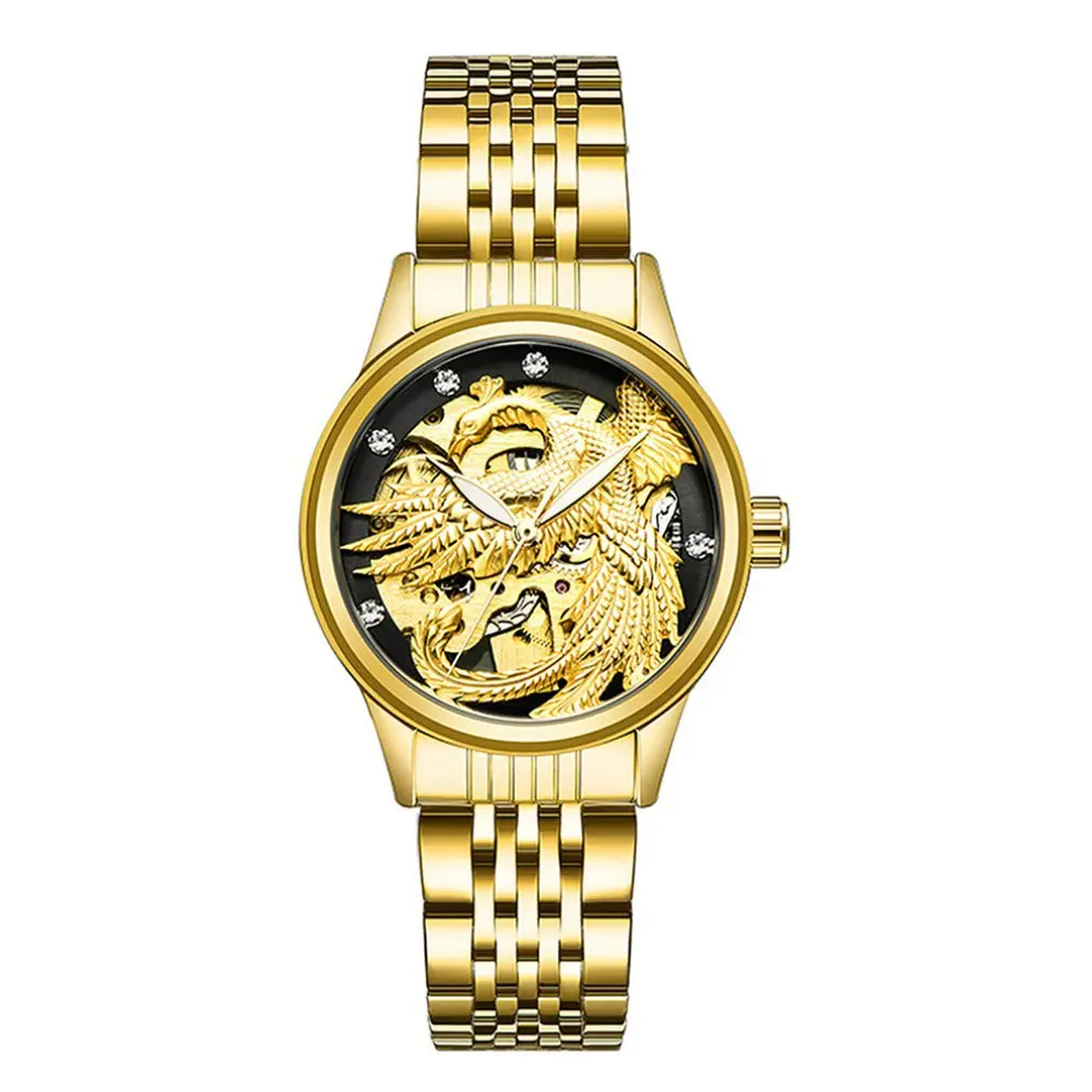 

TEVISE Luminous Waterproof Automatic Mechanical Watch Ladies Dragon And Phoenix Couple Mechanical Watch