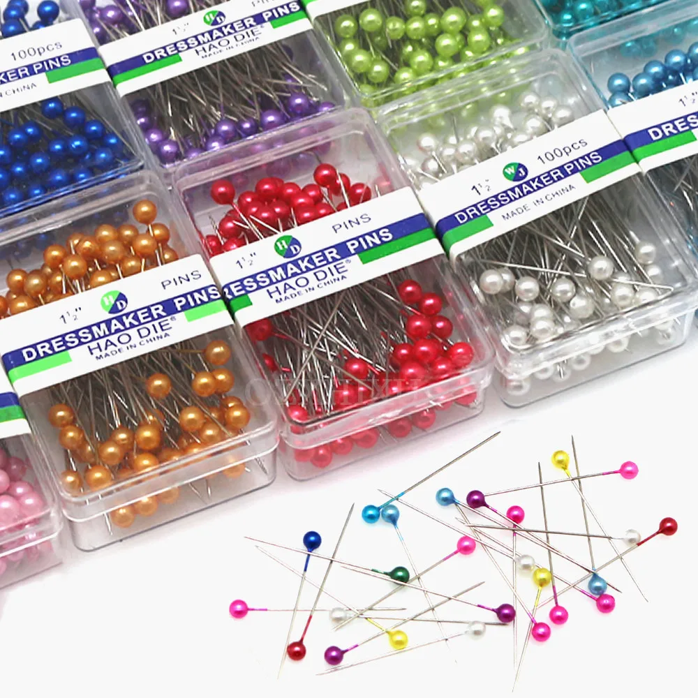 120Pcs Colorful Round Pearl Head Needles Stitch Straight Push Sewing Pins  Dressmaking DIY Sewing Tools For Home Handmade Make - AliExpress