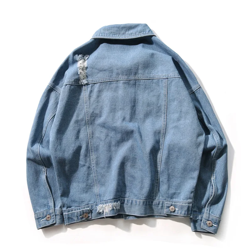 

Supply of Goods Cowboy MEN'S Coat Men'S Wear with Holes Large Size Denim Jacket Men