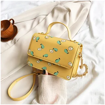 

Cute Women Girls Summer Bags Avocado Print Flap Shoulder Messenger Bags Crossbody Chain Handbag