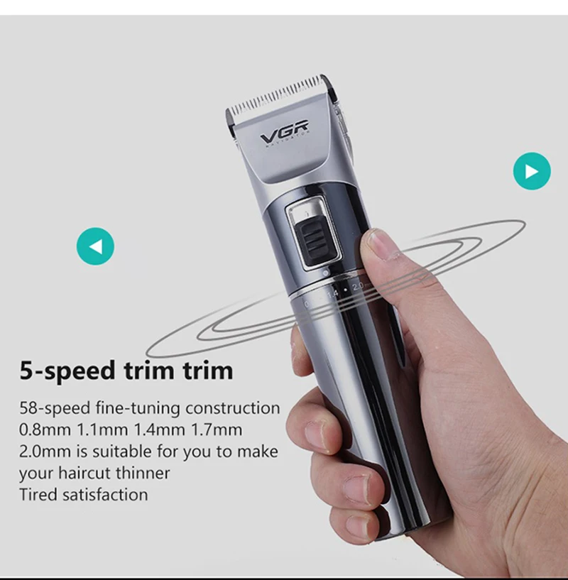 VGR электрические машинки для стрижки волос перезаряжаемый беспроводной триммер для волос с ЖК-дисплеем 4 направляющие расчески для мужчин и детей
