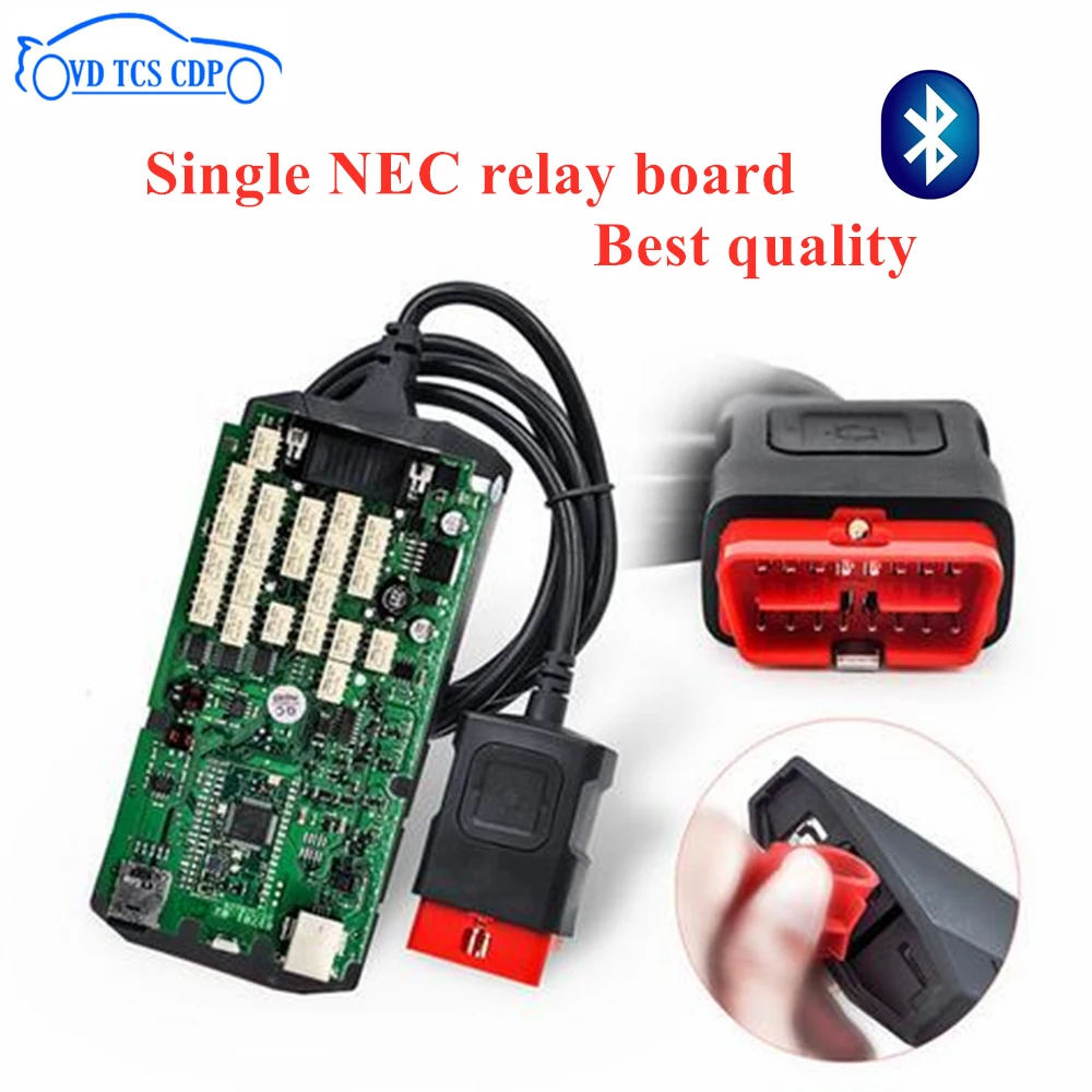 

2PCS+DHL FREE SHIP for New VCI Green Single Board with Bluetooth NEC relay Diagnostic Scanner Tool VD TCS CDP Pro for car truck