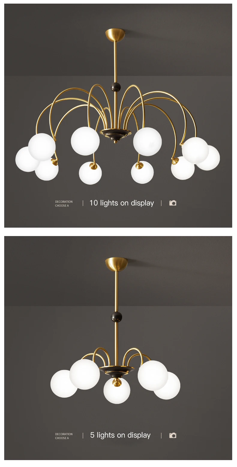 modern chandelier lights New Modern Nordic LED Chandelier For Living Room Dining Room Kitchen Bedroom Pendant Lamp Gold Copper Glass Ball G9 Design Light vintage chandelier