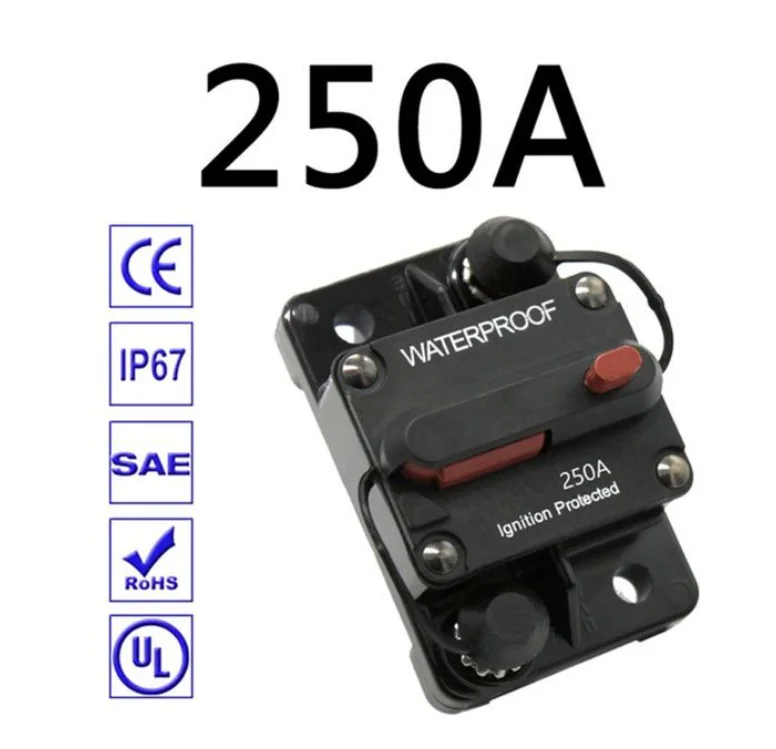 Wasserdichter 30A-300A Leistungsschalter Trolling mit manuellem Reset, Auto, Boot, manueller Stromschutz für Audiosystem-Sicherung, Auto, 12 V–48 VDC – Detail 21