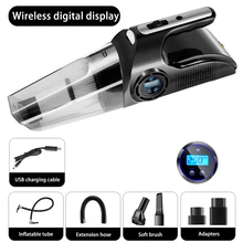 

Portable Multi-Function LCD Digital Display 4in1 Car Wireless Rechargeable Vacuum Cleaner Wet & Dry Portable Inflatable Air Pump