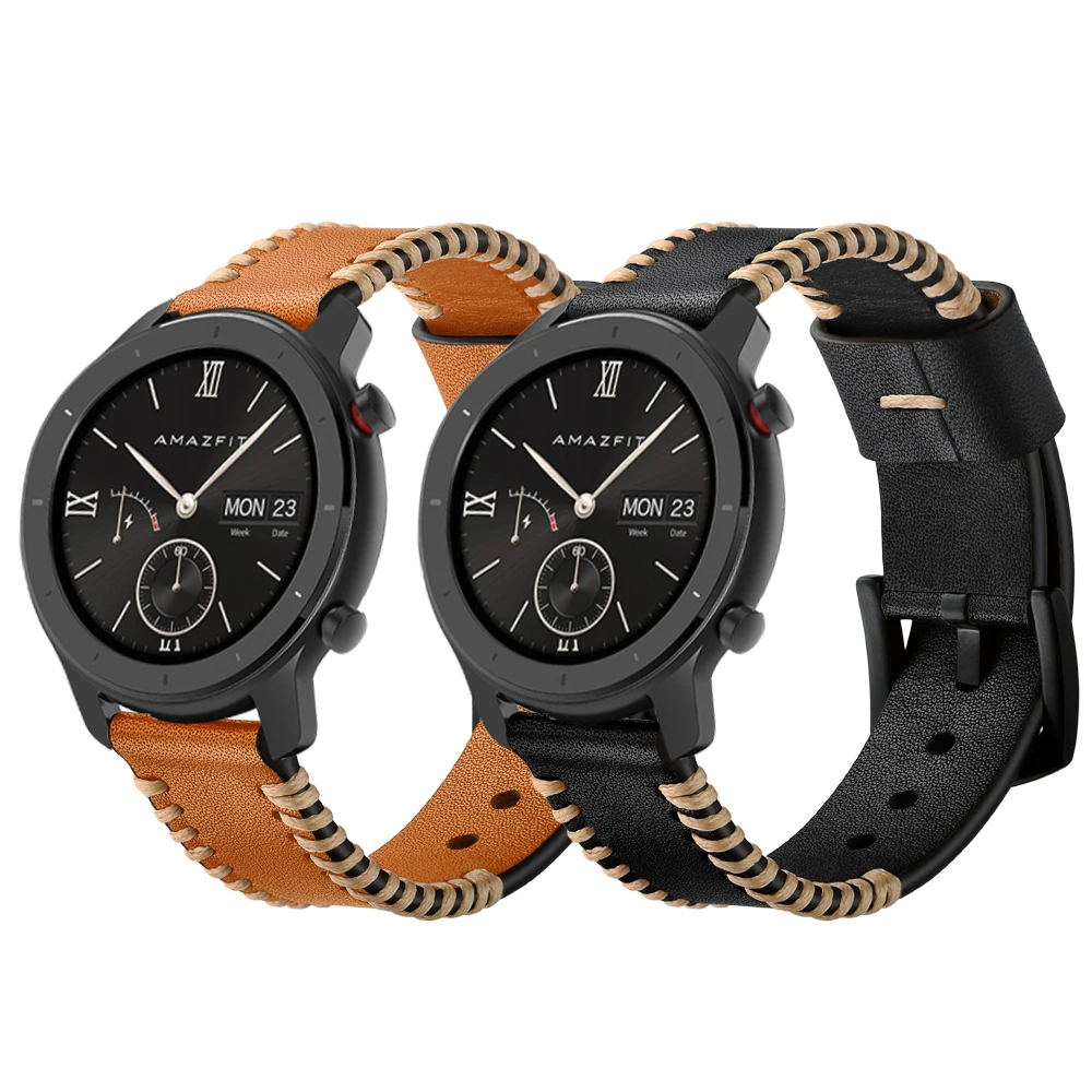 Кожаный ремешок для часов Huami GTR ремешок для Xiaomi Amazfit gtr 47 мм/Amazfit gtr 42 мм Смарт-часы браслет скелет-как