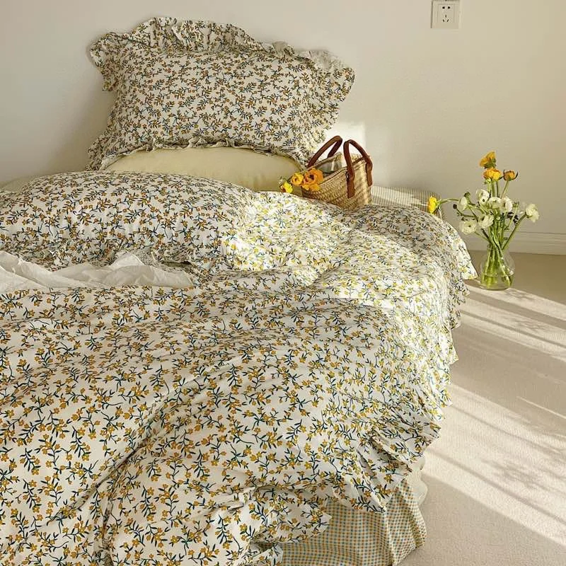 colchas para cama 135 3d colchas para cama de matrimonio 150 edredon cama  150 funda nordica cama 150 Juego de ropa de cama de algodón con estampado  Floral, fundas de almohada, edredón