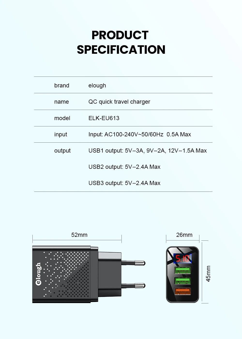 65w usb c charger Elough 30W USB Charger Quick Charge 3.0 Fast Charger For iPhone 13 12 11 Samsung Xiaomi 3A Digital Display Mobile Phone Chargers baseus 65w