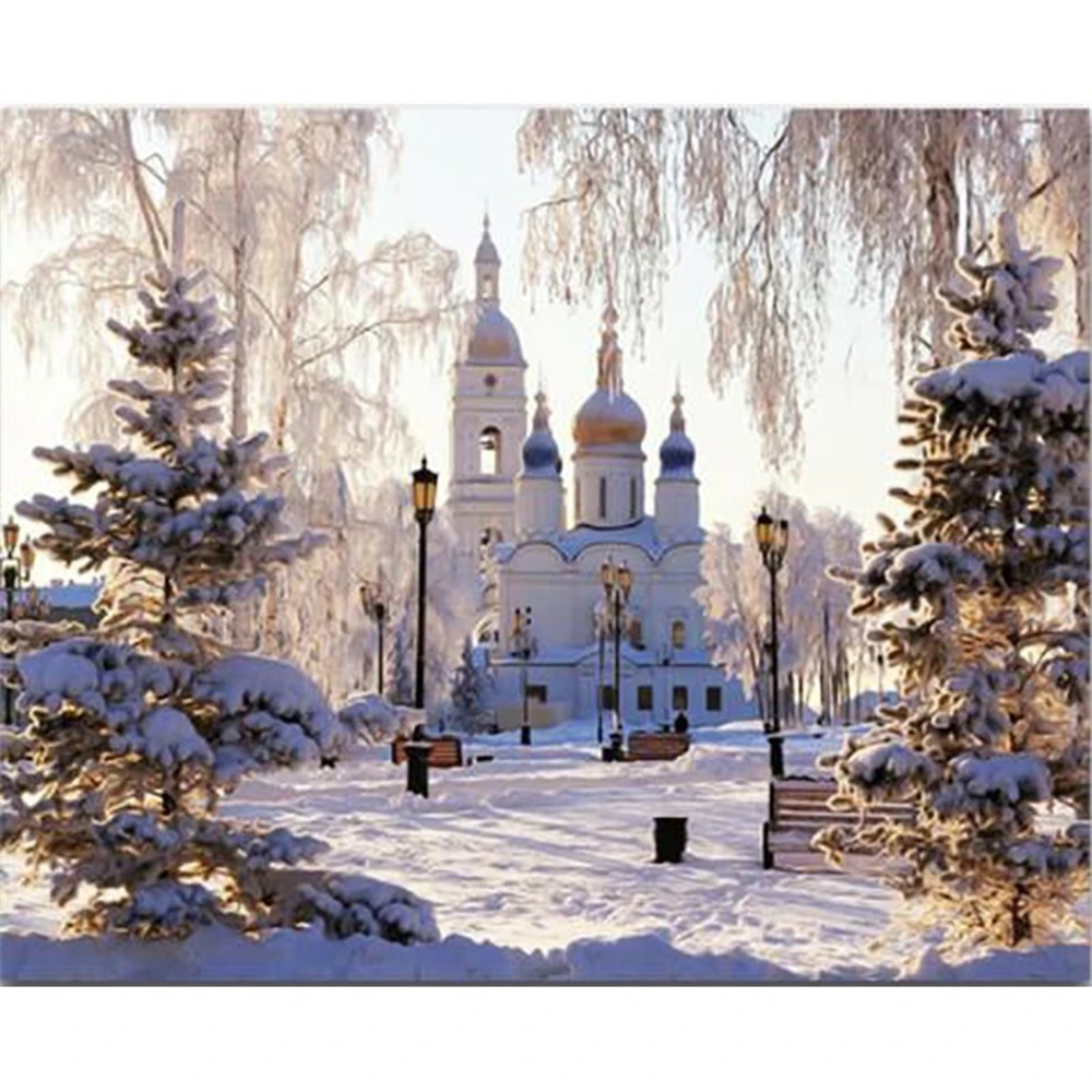 Landscape Scenery Printed Fabric 11CT Cross-Stitch DIY Embroidery Patterns DMC Threads Handicraft Craft Painting cross stitch kit