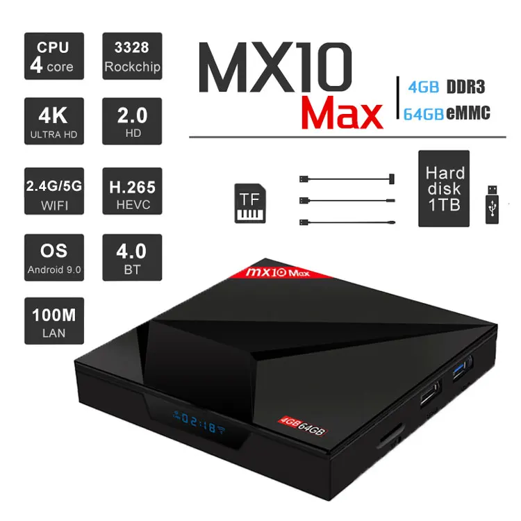 ТВ-приставка MX10 MAX Android 9 0 4 Гб 64 RK3328 2 4G 5G WiFi Bluetooth 4K Smart телеприставка | Электроника